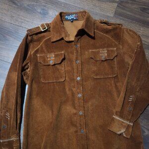 Vintage Brown Corduroy Shirt Jacket Men’s XL Prestige Pd Snap Front Workwear